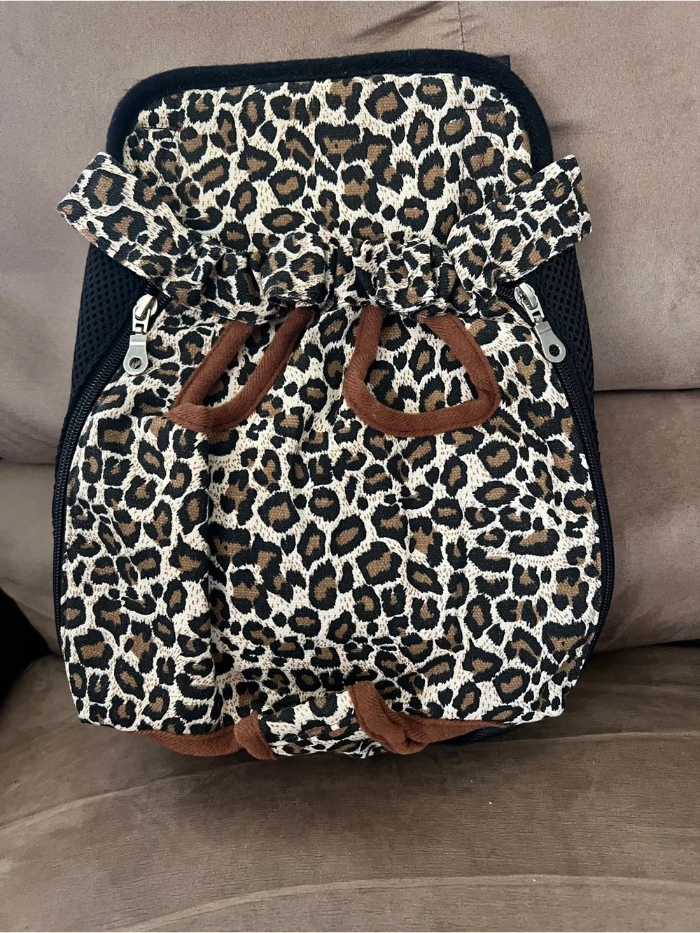Amazon Leopard Print Soft Pet Carrier Bag in Brown and Black